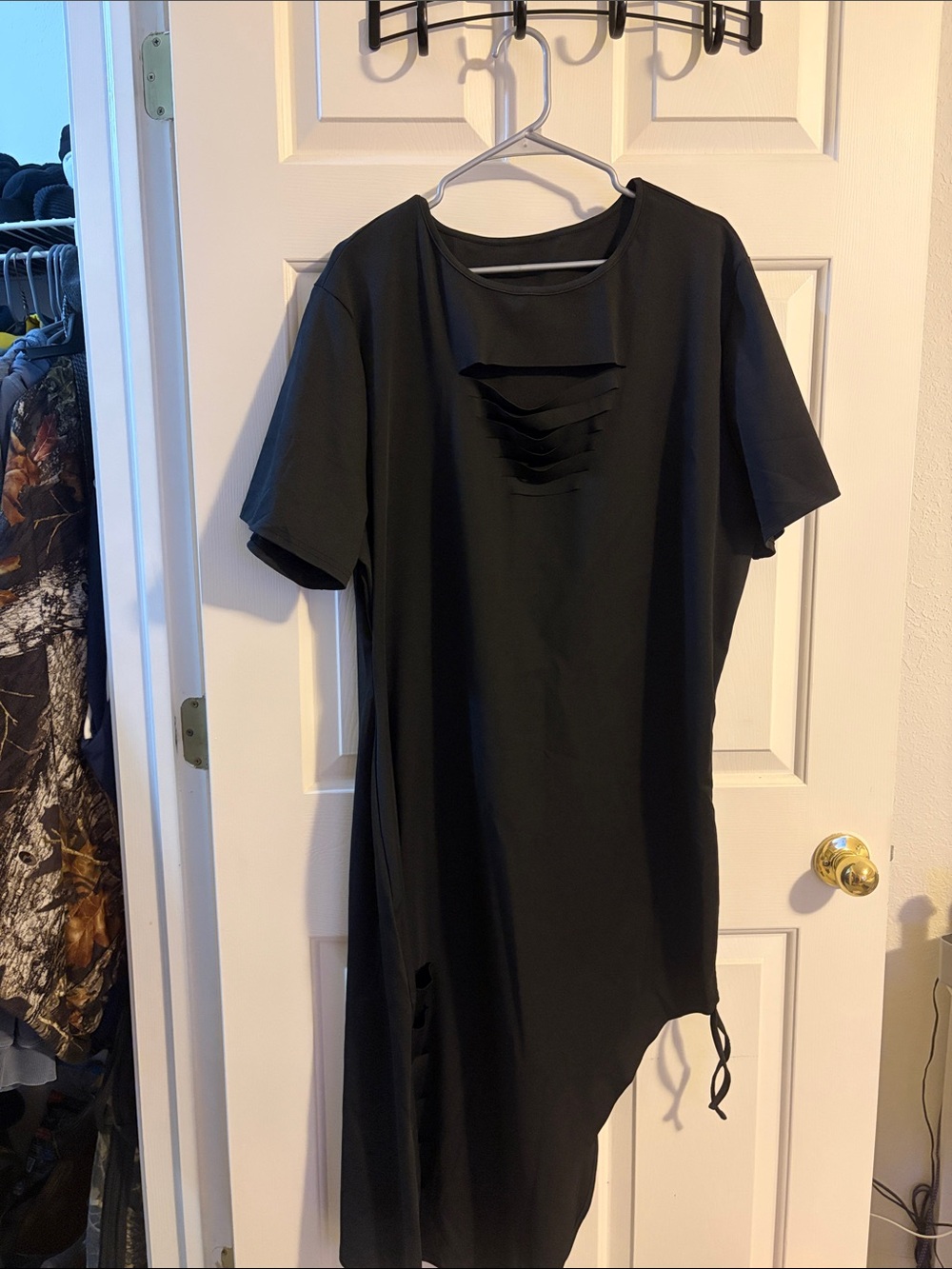Women's Black Distressed Asymmetric Dress